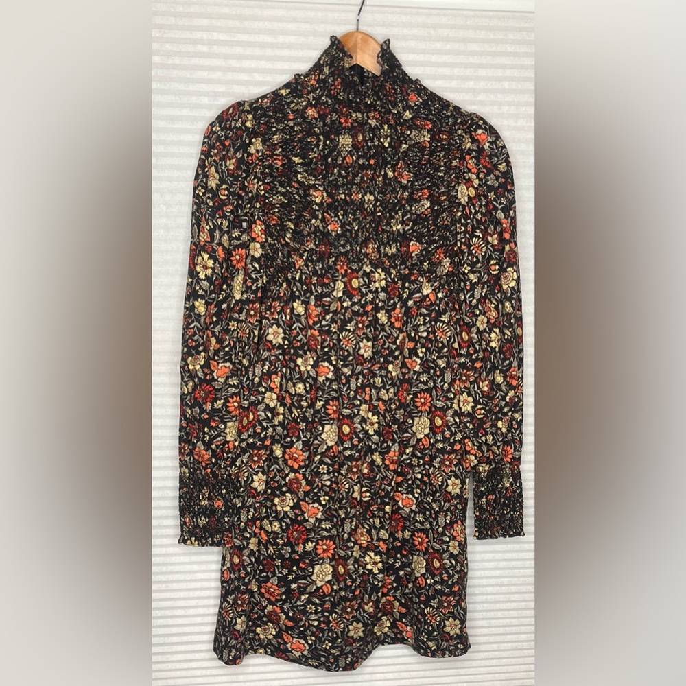 Anthropologie x Plenty by Tracy Reese Smocked Floral Long sleeve Mini Dress S - Picture 2 of 13